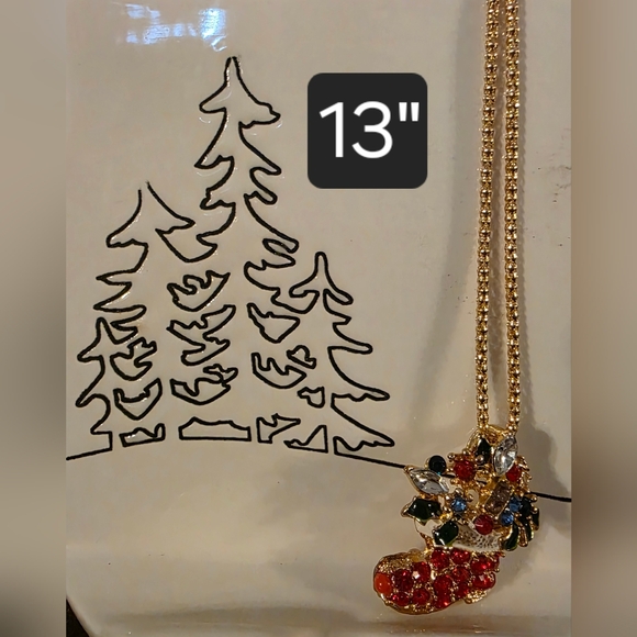 BETSY JOHNSON Gold Tone Christmas Tree Pendant Necklace - Picture 1 of 1